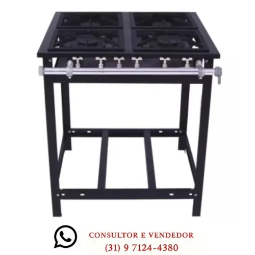 Fogão Industrial 4 Bocas Cristal Aço