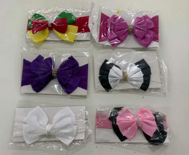 Kit com 6 laços de bebê menina - faixa novos 