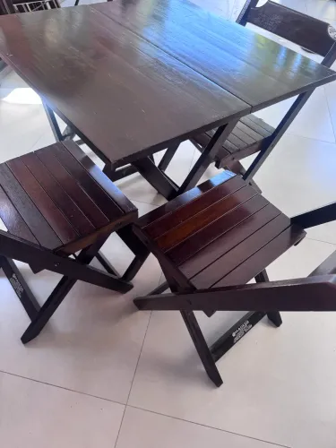 Jogos de mesa de madeira 70x70 com 4 cadeiras