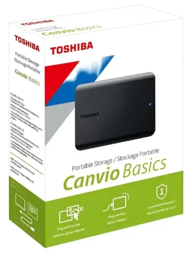 Hd Externo Portátil 1tb Toshiba Canvio Basics Preto