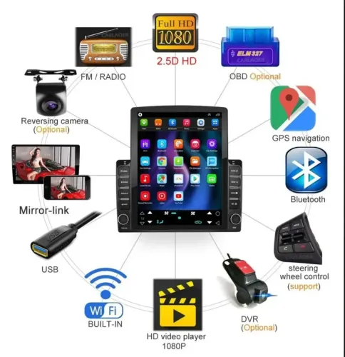 Multimidia Modelo Tesla Android + Carplay.