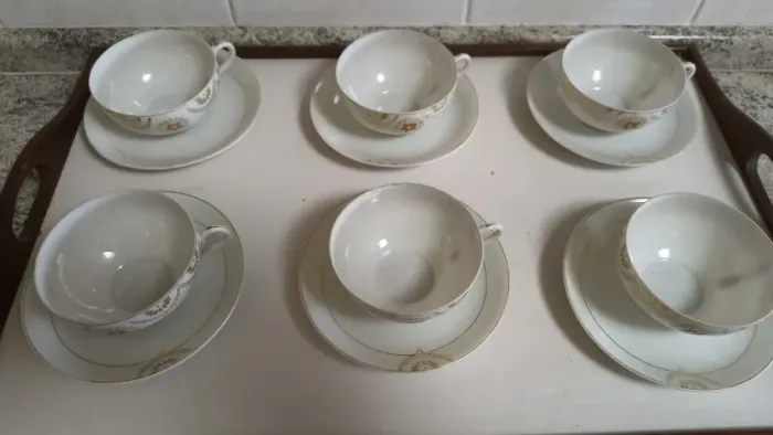 Antiguidade: Jogo Completo de Xícaras de Porcelanas Finíssimas Japonesas Anos 1950, HACHIA