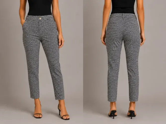 Calça elegante preta e branca