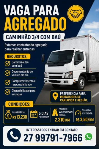 Vaga para agregar caminhão