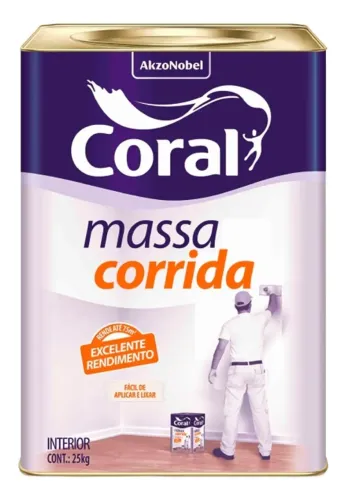 Massa Corrida Pva 25 Kg Acabamentos Para Interiores - Coral
