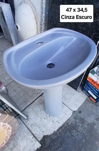Conjunto pia e coluna Cinza escuro