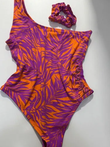 Maiô/body nula manga estampado tam P - nunca usado 