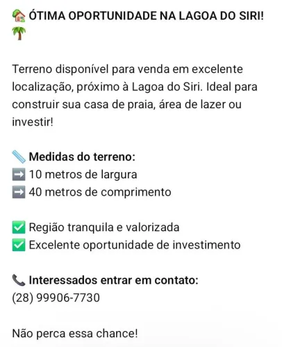 Terreno Lagoa do Siri