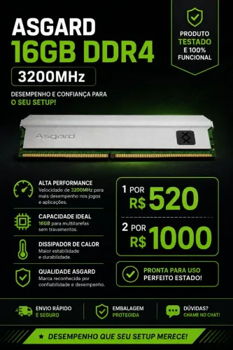 Memória RAM Asgard 16gb DDR4 3200Mhz
