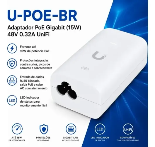 Fonte Unifi Ubiquiti Adaptador Poe Gigabit (15w) 48v