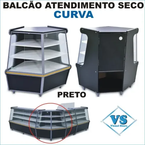 Balcão Curva Seco Cor Preto Módulo para formar o Canto