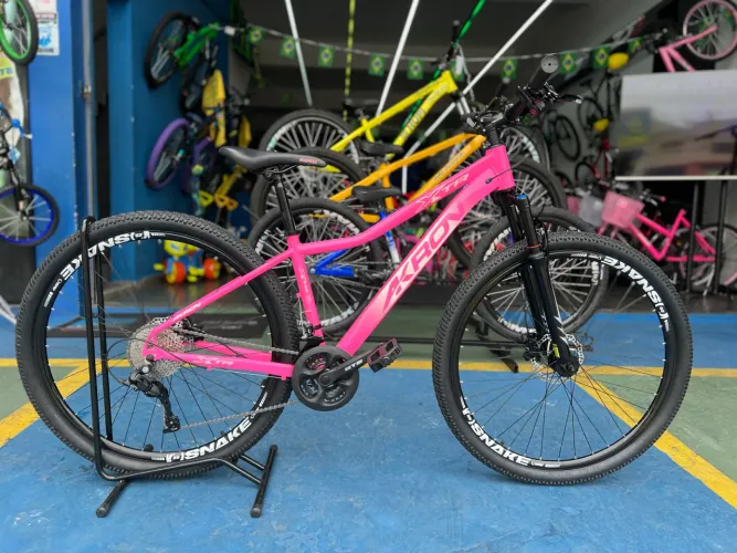 Bicicleta Akron aro 29 Rosa, 24 velocidades, k7 11x36, freios hidráulicos