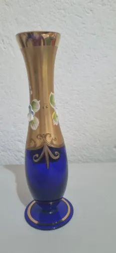 Novo vaso boêmio com cristal folheado a ouro, 16 cm