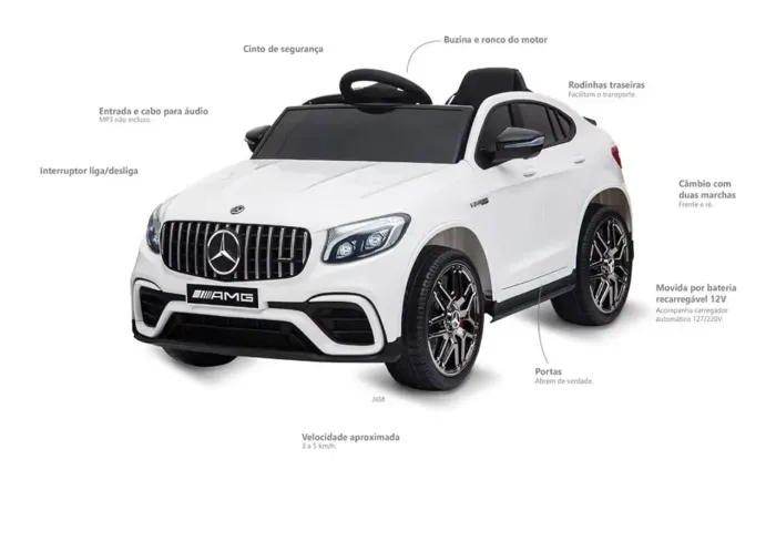 Carro elétrico infantil - Mercedes CLC AMG 12v branca