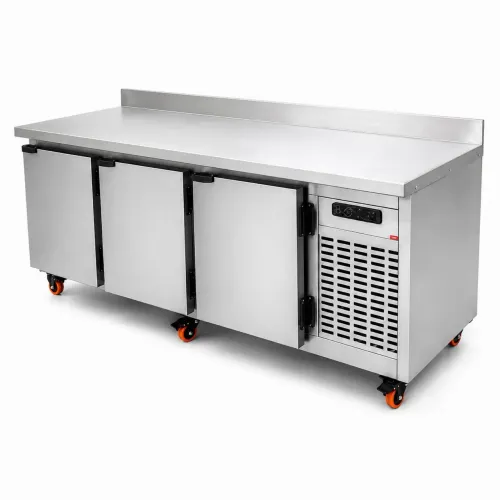 Balcão de encosto refrigerado todo inox para sua cozinha industrial