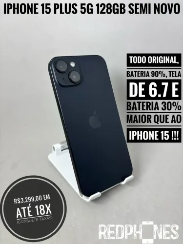 Loja física. Aceitamos trocas em iPhone's ou Android. iPhone 15 Plus 128 90%