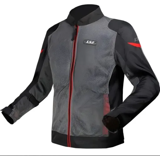 Jaqueta motociclista LS2 Airy ventilada com- G - cinza, preto e vermelho proteções