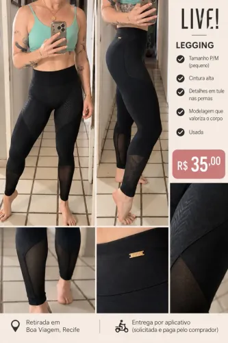 Legging live com detalhes em tule tam P / M pequeno . 