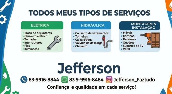 ELÉTRICA | HIDRÁULICA | MONTAGEM E DESMONTAGEM DE MÓVEIS