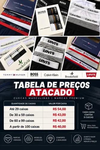 KIT 3 CUECAS MULTIMARCAS ATACADO/VAREJO
