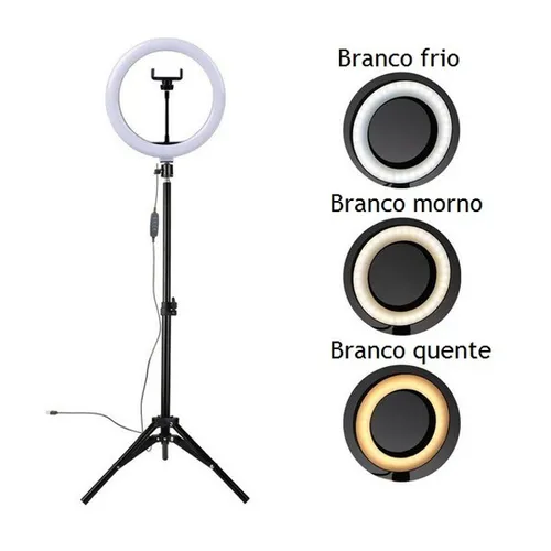 Ring Light 10 Polegadas Tripe ''1.8 metros Suporte de Celular 25w Gravar Vídeos