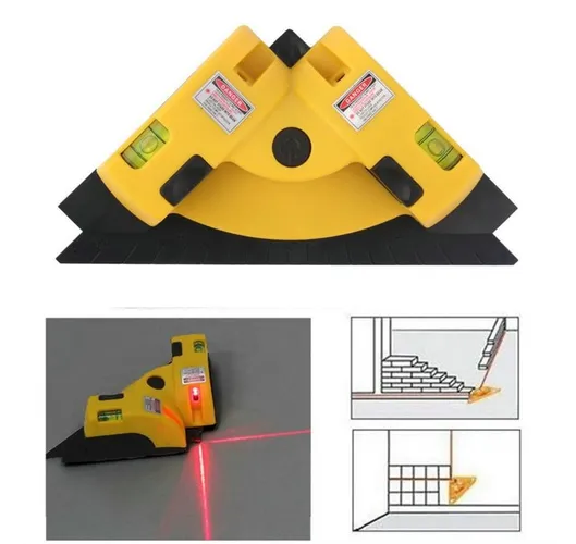Esquadro laser c/ 2 níveis bolha 90° graus digital 10m duas linhas e ventosas TOP