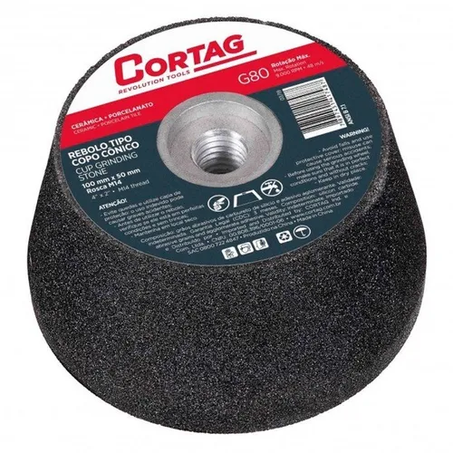 Rebolo Tipo Copo Cônico Grão 120 Rosca M14 Cortag