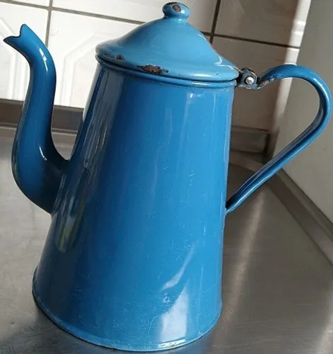 ANTIGO BULE EM ÁGATA/ESMALTADO TAMANHO GRANDE SEM FUROS.