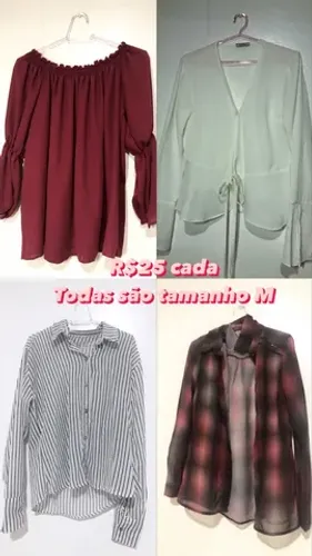 Camisas tamanho M (25,00 cada peça)