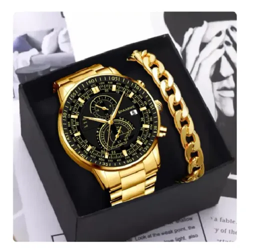 Relógio de pulso quartzo de luxo masculino, Relógios aço inoxidável, Calendário Luminoso 