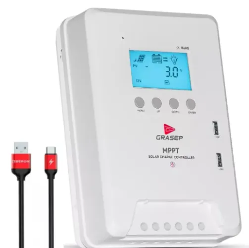 Controlador De Carga Solar Grasep D-MP30A 30a Mppt Usb 5v 12v-400w 24v-800w