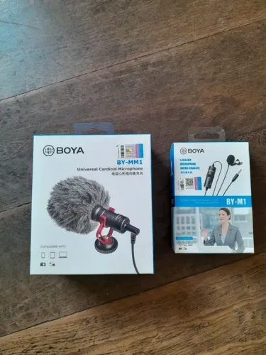 Dois Microfones Boya BY-MM1 SHOTGUM E LAPELA BY-M1 para Câmerias - Novo