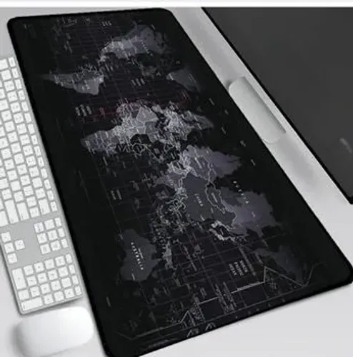 Mouse Pad Grande 70x30cm Couro Gamer Mapa Mundial / Antiderrapante / Resistente a Água