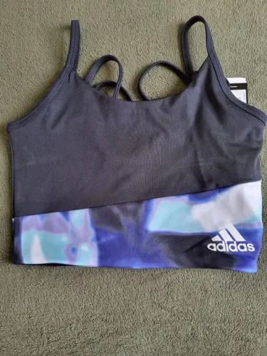 Top Adidas Cropped Preto e Azul, p
