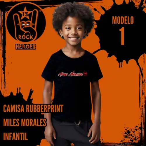 Camisa Rubberprint Miles Morales Infantil 100% Algodão com Estampa em Alta Definição