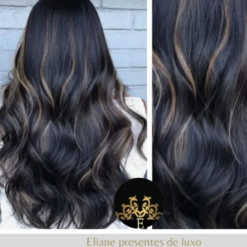 Cabelo morena iluminada com 4 telas para mega hair fixo de cabelo bio humano.