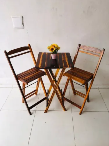 Conjunto bistrô dobrável quadrado
