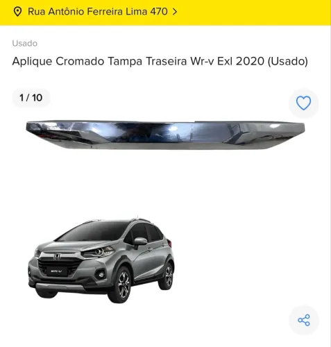 Aplique Cromado Tampa Traseira Wr-v Exl 2020