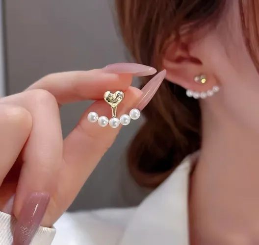 Brincos de pérola do amor versão coreana moda elegante