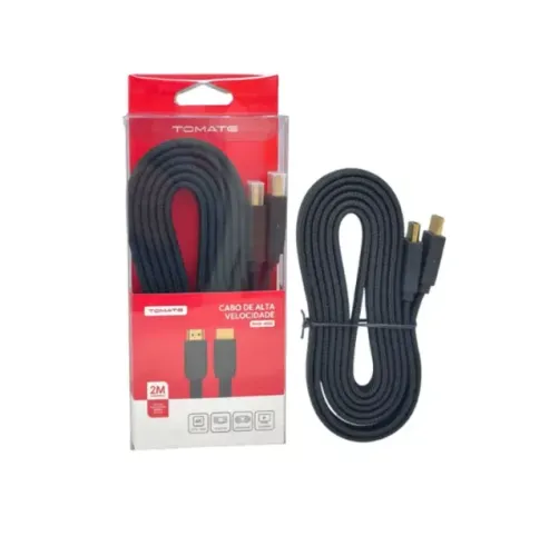 CABO HDMI X HDMI 2,00 METROS FLAT 2.0 VERSÃO NYLON TOMATE MHD-4002 PRETO