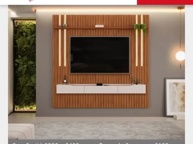 Painel Ripado Marrom com Leds