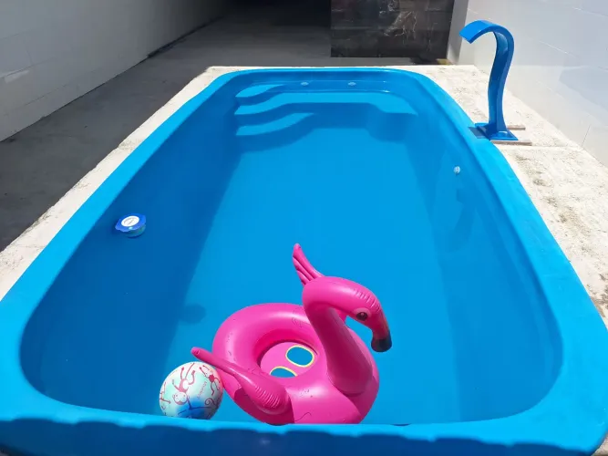 Piscina de fibra 5.00 x 2.80 x 1.30 R$ 10.590 ou 10 x 1.200 no cartão