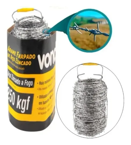 Rolo De Arame Farpado para cerca 100 Metros Aço Duplo 250 Kgf Vonder
