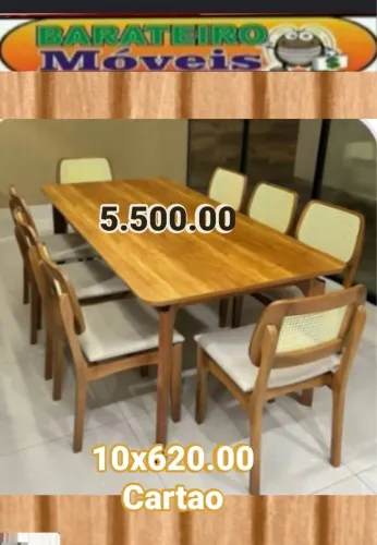 Mesa de jantar 8 cadeiras amadeirada
