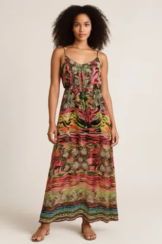 vestido de festa estampado orquídeas ilícito