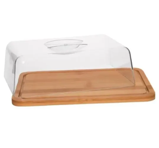 Porta Frios com Tampa de Acrílico e Base de Bambu