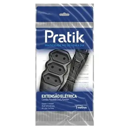Extensão Elétrica 2P/10A 3m Bivolt Pratik