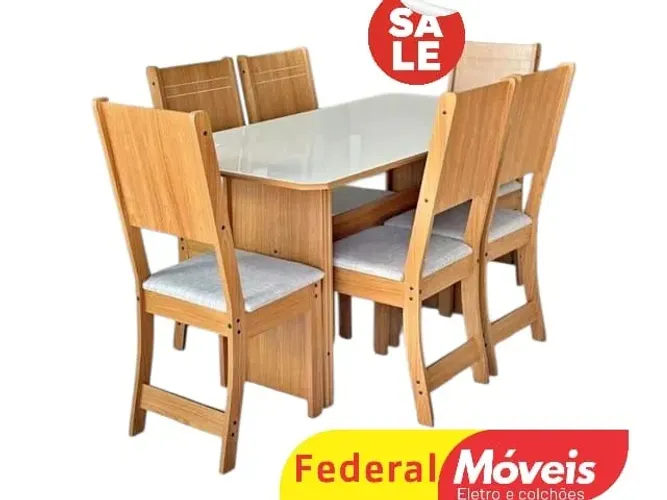 MESA DE JANTAR c/ 6 Cadeiras 1,50X0,76m ENTREGA HOJE