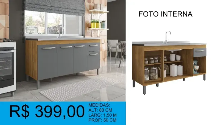 Balcão para pia de 1,50 m reposição - compre hoje e receba amanhã 