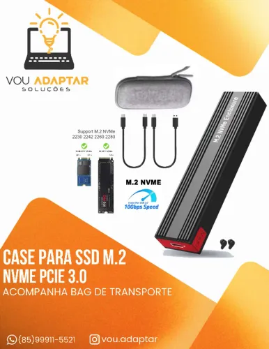 Case para SSD M.2 3.2 Nvme pcie 3.0 com Bag de transporte